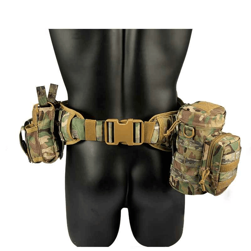 Camouflage multi-functional five-piece set tactical waist belt, security combination belt accessory bag, tactical waist bag - Twinklefire