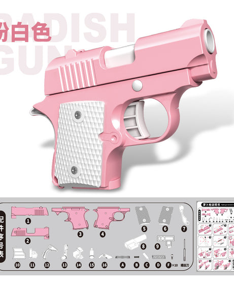 Gravity Radish Baby 1911 Toy - 3D Printed Fidget Pistol for Stress Relief