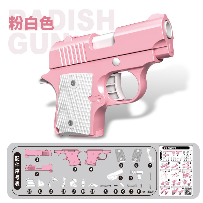 Gravity Radish Baby 1911 Toy - 3D Printed Fidget Pistol for Stress Relief