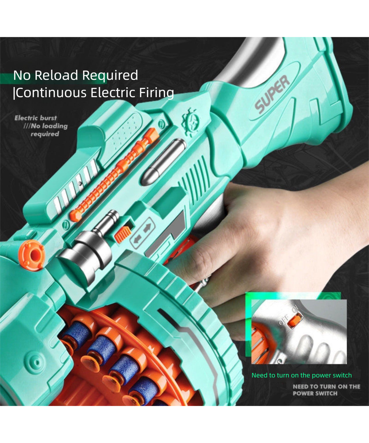 Electric Auto Dart Blaster Gatling Toy Gun for Boys Birthday and New Year Gifts